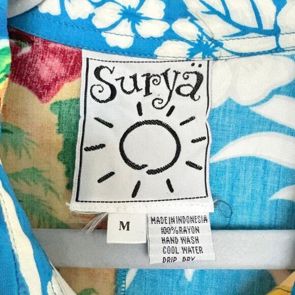 Surya Patchwork Hawaiian Shirt M Beaded Embroidery Surf Aloha Vtg Art Unisex - Picture 6 of 10